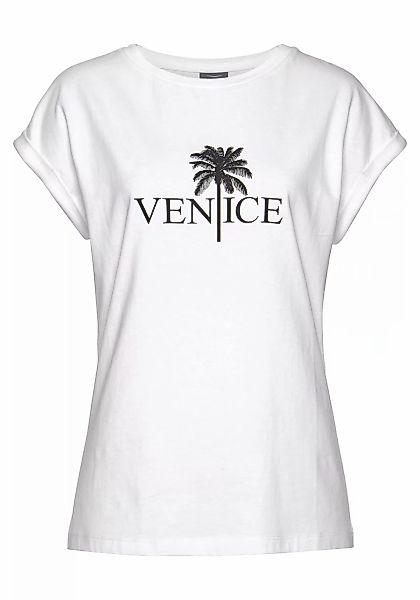 Venice Beach Rundhalsshirt mit Frontdruck, T-shirt aus Baumwolle, Kurzarmsh günstig online kaufen