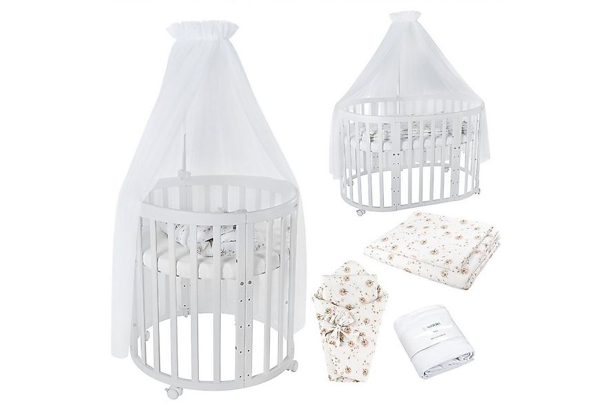 Waldin Babybett Mobiles Babybett OWAL aus Holz 7in1 mit Matratze, mitwachse günstig online kaufen