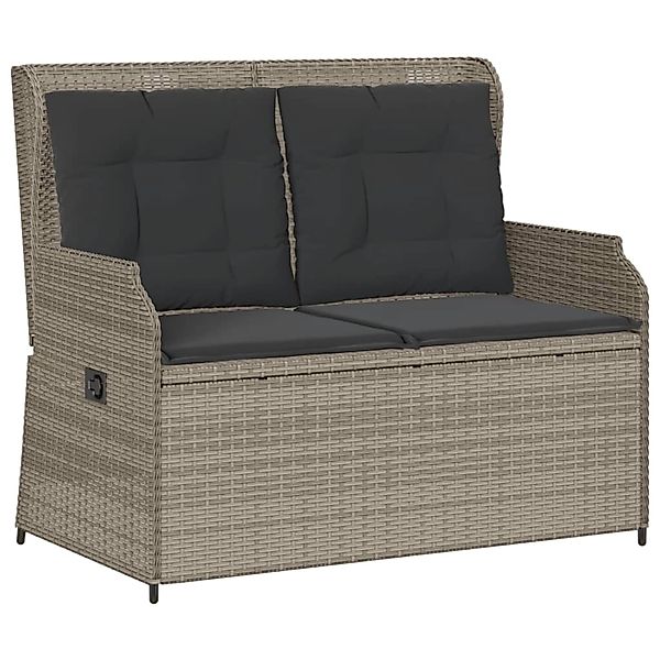 furnicato Gartenbank Verstellbar mit Kissen Hellgrau Poly Rattan günstig online kaufen