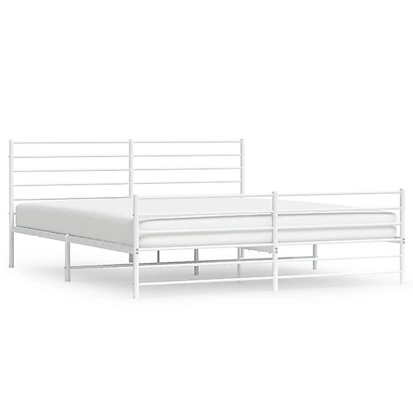 vidaXL Bettgestell mit Kopf- und Fußteil Metall Weiß 200x200 cm Modell 1174 günstig online kaufen
