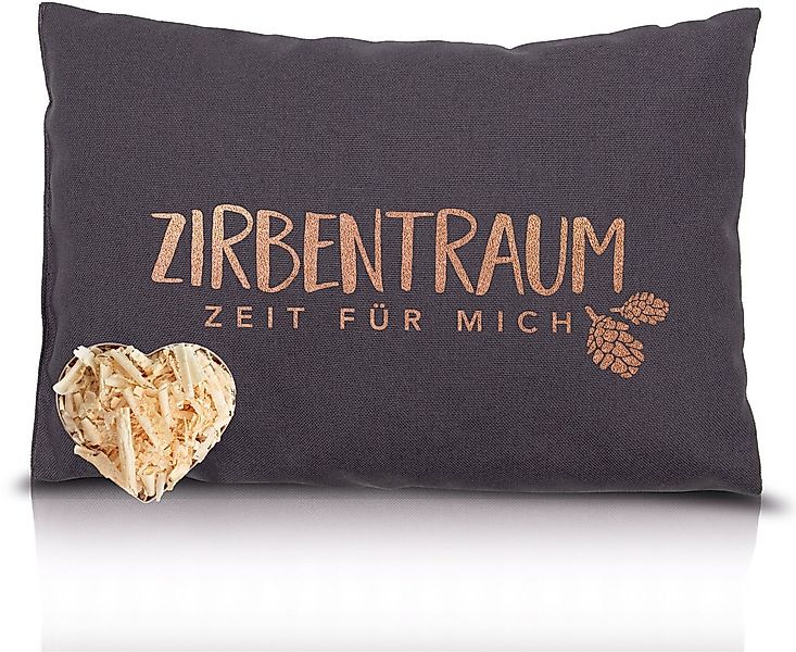 herbalind Zirbenkissen Zirbentraum in Anthrazit/Roségold 30x20 mit Reißvers günstig online kaufen