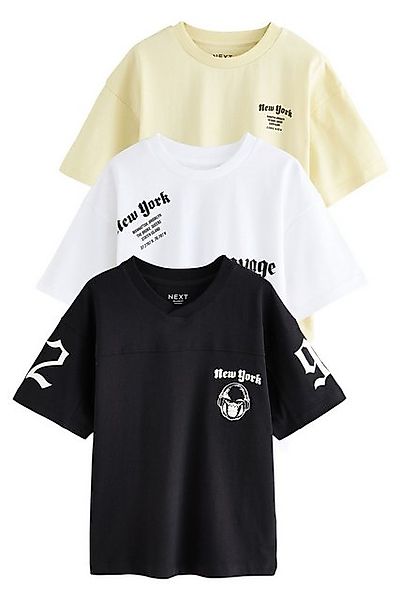 Next Print-Shirt 3er-Pack Relaxed Fit Kurzarm-T-Shirts mit Grafik (3-tlg) günstig online kaufen