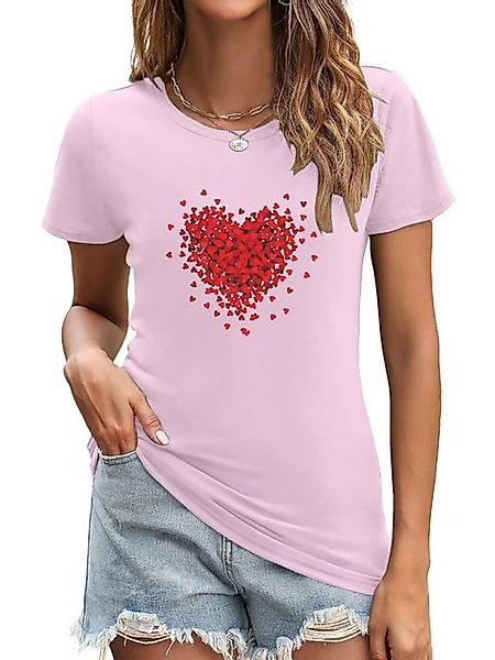 PYL Kurzarmbluse Damen bequemes Sommer Kurzarmbluse Slim Fit Liebe Print-Sh günstig online kaufen