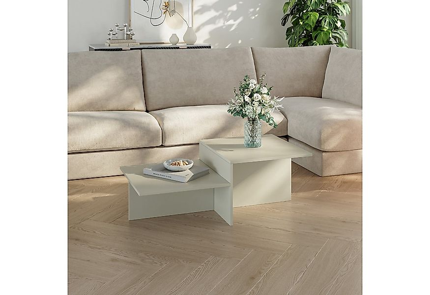 en.casa Couchtisch, »Taniena« mit doppelter Tischplatte eckig 100x55x35 cm günstig online kaufen