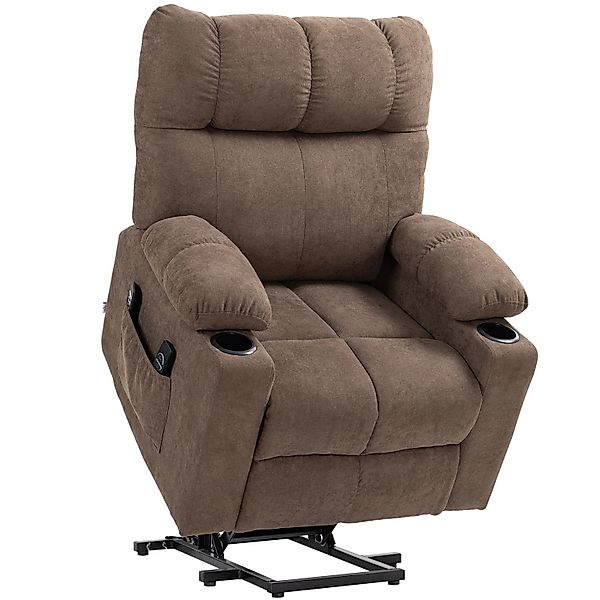 HOMCOM Sessel mit Aufstehhilfe Polyester Metall Braun 91L x 95B x 109H cm günstig online kaufen