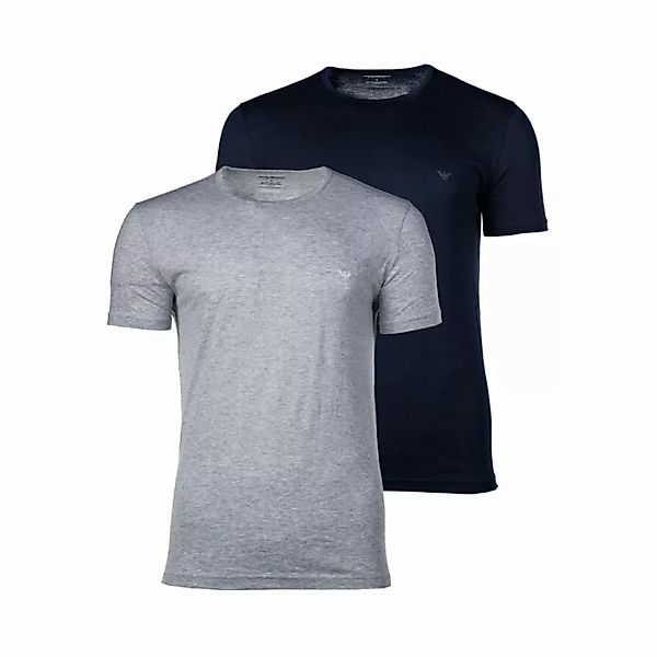 EMPORIO ARMANI Herren T-Shirt 2er Pack - Crew Neck, Rundhals, Baumwolle Bla günstig online kaufen