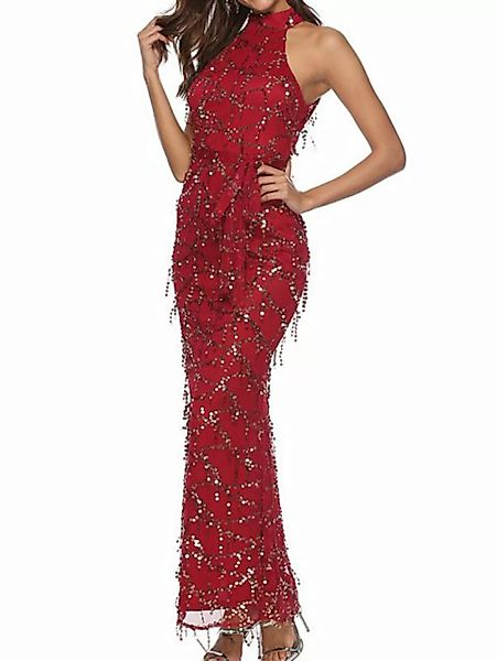 ZWY Abendkleid Schulterlanges Maxi-Kleid mit roten Pailletten, (Neckholder- günstig online kaufen
