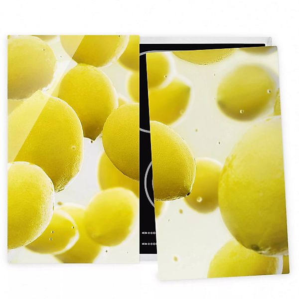 2-teilige Herdabdeckplatte Glas Kulinarisch Zitronen im Wasser günstig online kaufen