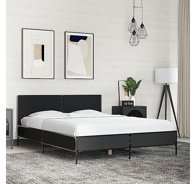 vidaXL Bett, Bettgestell Schwarz 140x200 cm Holzwerkstoff und Metall günstig online kaufen