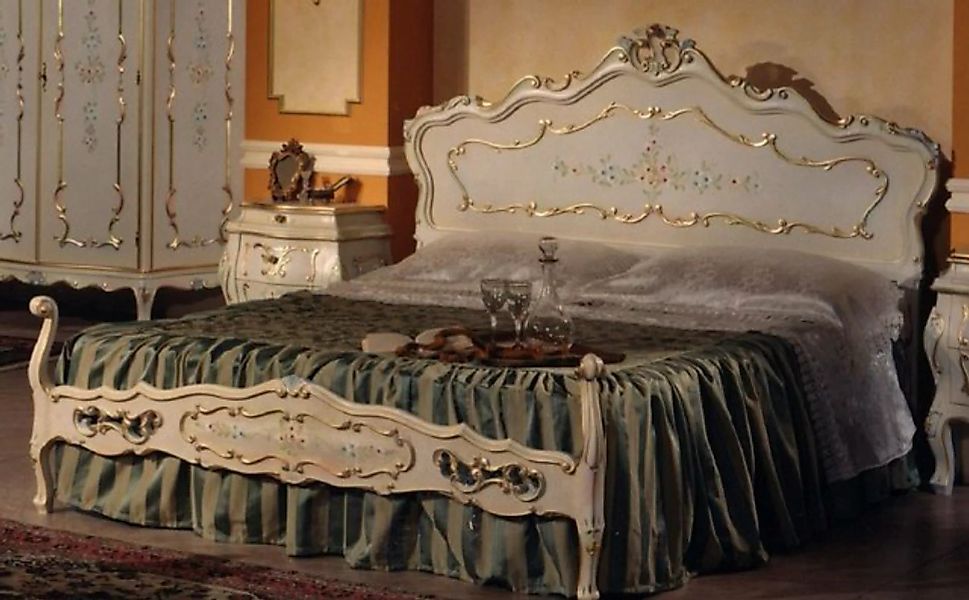 Casa Padrino Bett Casa Padrino Luxus Barock Doppelbett Elfenbein / Mehrfarb günstig online kaufen