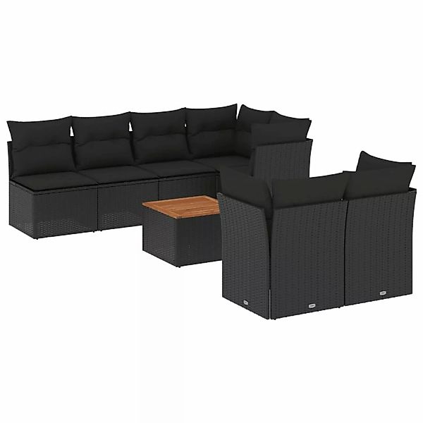 vidaXL 8-tlg Garten-Sofagarnitur mit Kissen Schwarz Poly Rattan Modell 78 günstig online kaufen