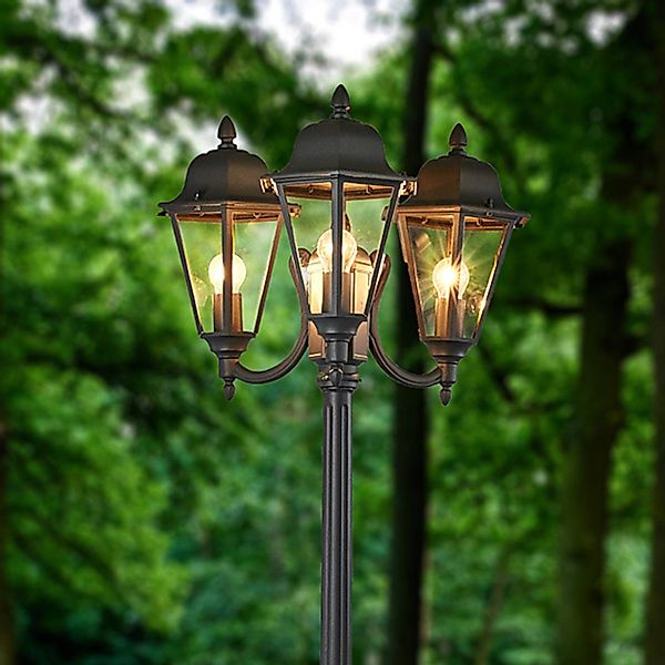 Lindby Außenlampe Edana, 212cm, 3-flg., anthrazit, E27, IP44 günstig online kaufen