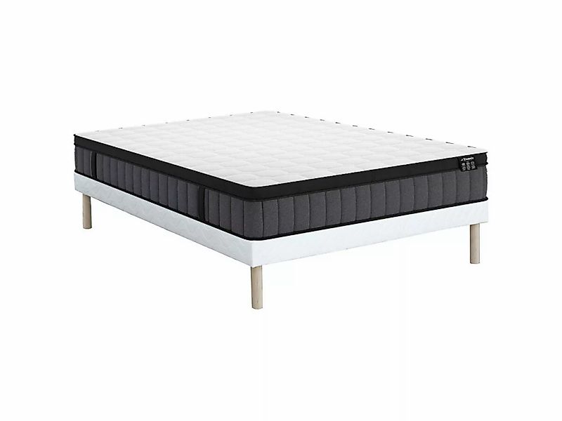 Set aus Bettgestell + Matratze - 140 x 190 cm - Hybridmatratze - 7-Zonen-Ta günstig online kaufen