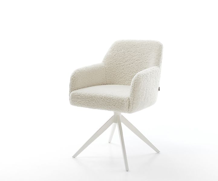 Drehstuhl Greg-Flex Teddystoff Beige Kreuzgestell breit Weiß 360° drehbar W günstig online kaufen