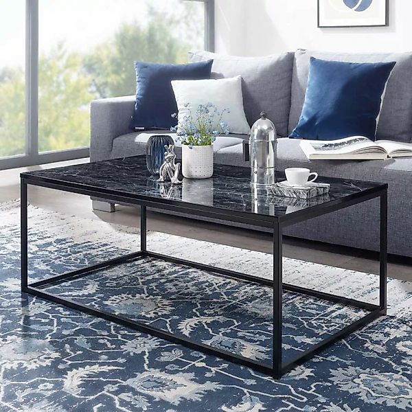 Wohnzimmer Tisch Marmor Optik schwarz 100x60 cm günstig online kaufen