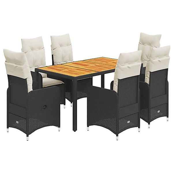 vidaXL 7-Tlg Garten-Bistro-Set mit Kissen Schwarz Poly Rattan 3276980 günstig online kaufen