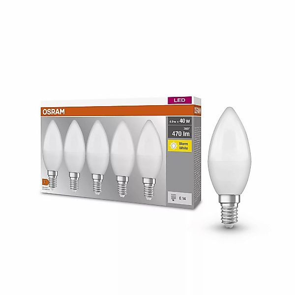 OSRAM Base Classic B LED-Kerzenlampe E14 4,9W 5er günstig online kaufen