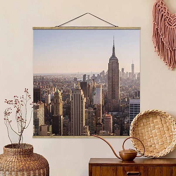 Stoffbild Architektur mit Posterleisten - Quadrat Empire State Building günstig online kaufen