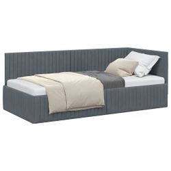 vidaXL Bett Eckbettgestell mit Kopfteil Dunkelgrau günstig online kaufen