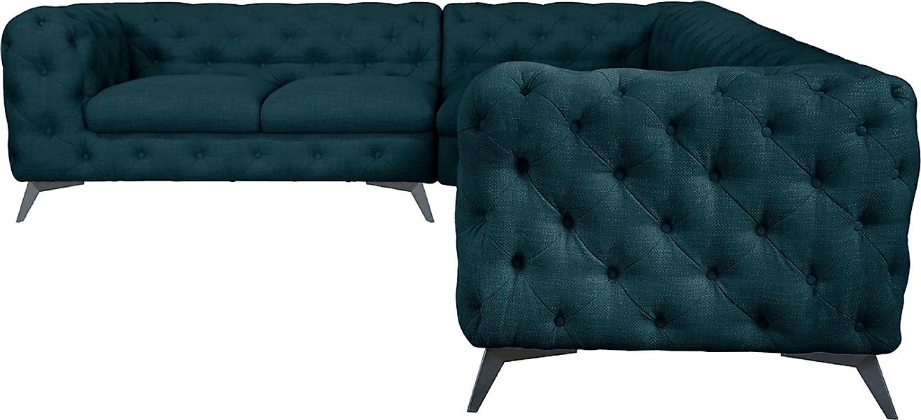 Leonique Chesterfield-Sofa "Ecksofa GLYNIS L-Form mit Wellenunterfederung, günstig online kaufen
