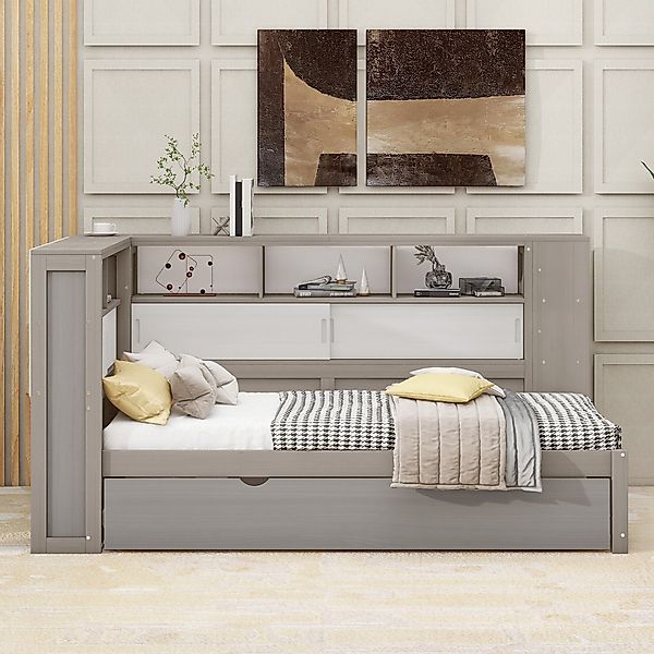 Flieks Massivholzbett, Holzbett 90x200cm mit Ladeanschluss/ günstig online kaufen