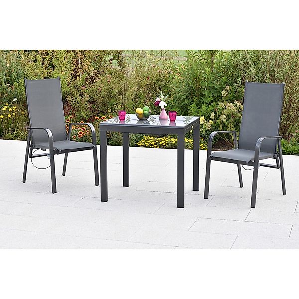 Merxx Alassio Set 3-tlg. 2 Sessel Semi Balkon-Tisch Ausziehbar günstig online kaufen