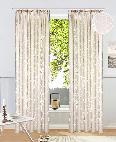 my home Gardine "Anna" Kräuselband 1 Stk. tlg. Viskose, Polyester, Äste-Mot günstig online kaufen