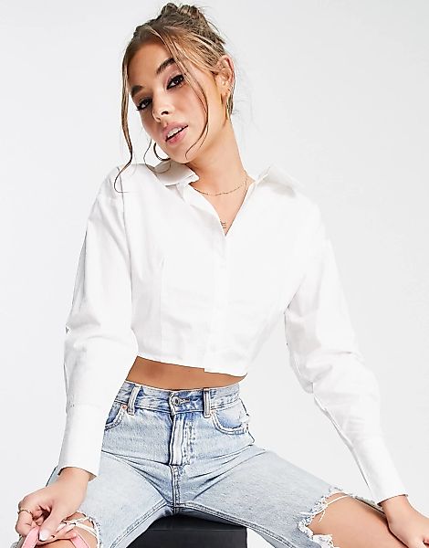 In The Style x Olivia Bowen – Hemd in Weiß mit abgerundetem Saum günstig online kaufen