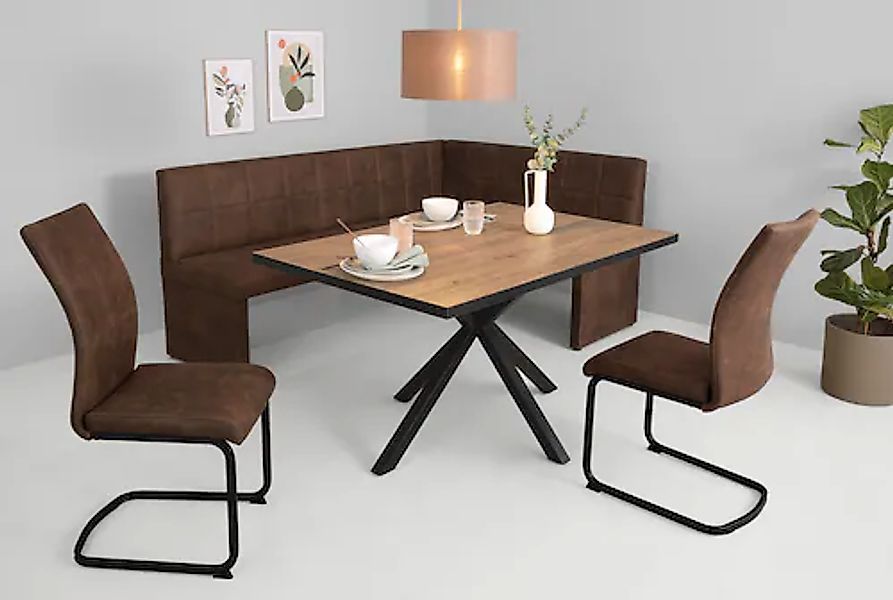 HELA Essgruppe »SPREE« 4 Stk. tlg. Esstisch 140x90 cm mit Dickkante, Microf günstig online kaufen