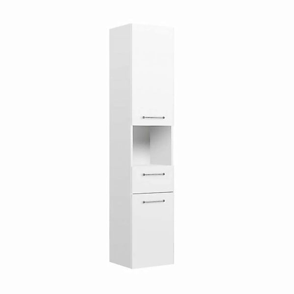 Hochschrank Badezimmer mit offenem Fach QUEBEC-66 in weiß Hochglanz, B/H/T: günstig online kaufen