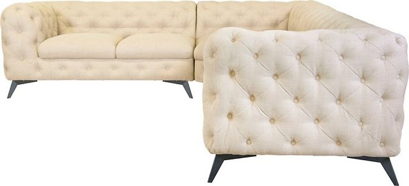 Leonique Chesterfield-Sofa "Ecksofa GLYNIS L-Form mit Wellenunterfederung, günstig online kaufen