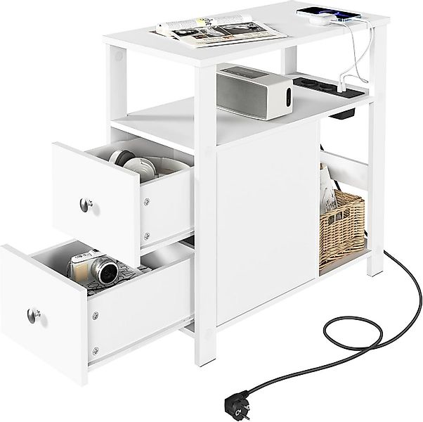 Woltu Beistelltisch, Nachttisch mit ladestation, 60x60x30 cm, Holzwerkstoff günstig online kaufen