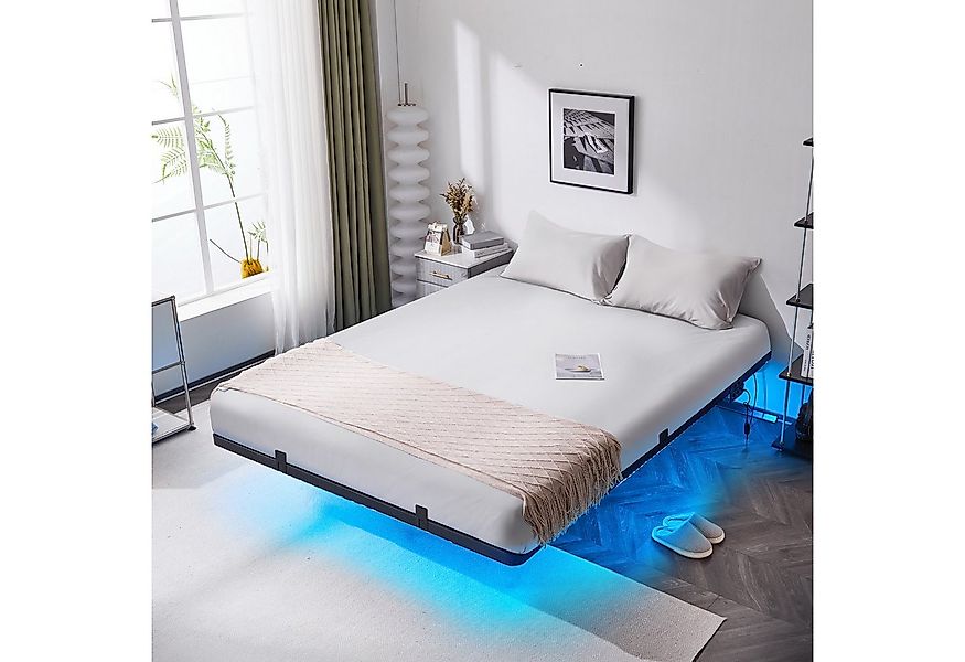 VINGLI Bettgestell, Metallbett schwarz, Schwebenbett 90x200cm/140x200cm/180 günstig online kaufen