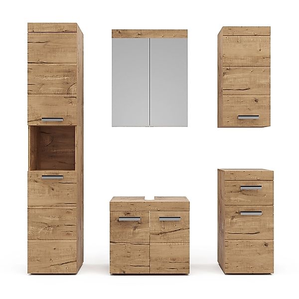 Vicco Badmöbel-Set Luna, Eiche, 5 Teile, (5-St., 5er Set) günstig online kaufen