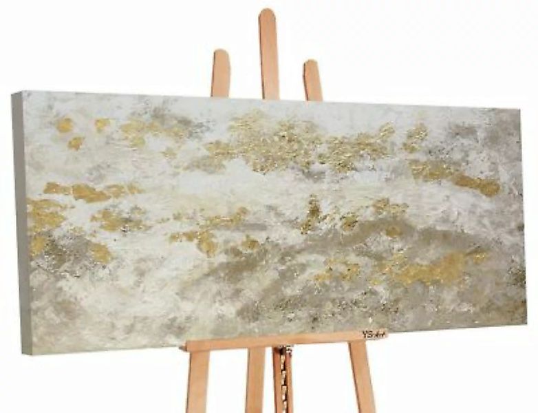 YS-Art™ Gemälde YS-Art Abstraktes XXL Gemälde „Glänzendes Gold“ das Wohnzim günstig online kaufen