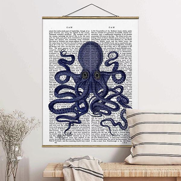 Stoffbild Tiere mit Posterleisten - Hochformat Tierlektüre - Oktopus günstig online kaufen