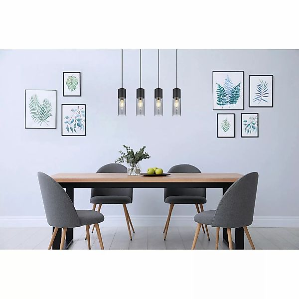 Globo Pendelleuchte Annika 4-flammig Schwarz matt-Rauchfarben 800 x 90 x 15 günstig online kaufen