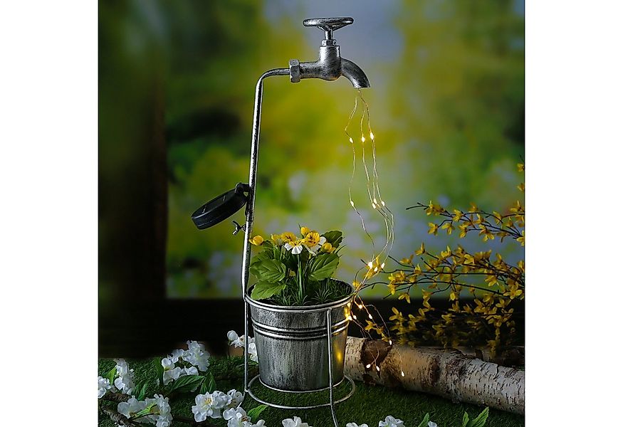 MARELIDA LED Solarleuchte LED Solar Wasserhahn mit Blumentopf Deko Balkon G günstig online kaufen