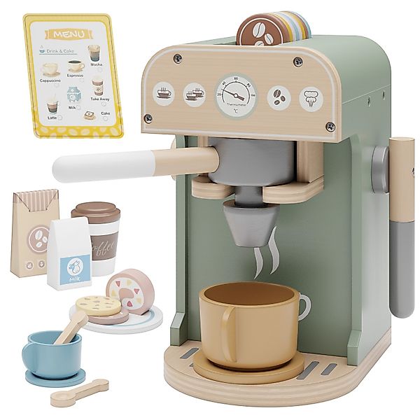 Björn&Schiller Kinder Kaffeemaschine Holz – Buntes Spielzeug mit 25 Teilen günstig online kaufen