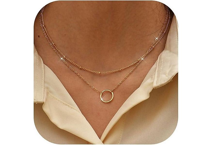 LuxusKollektion Kette und Anhänger Set Halskette Damen 14K Vergoldet Goldke günstig online kaufen