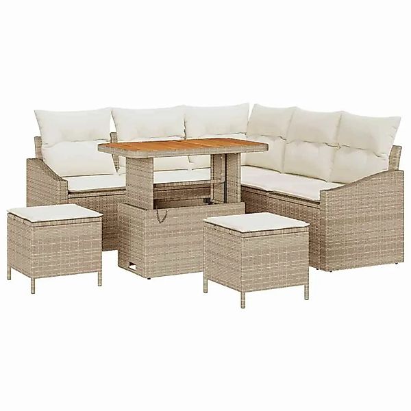 vidaXL Gartensofa-Set mit Kissen mit Speicher 8 Stk Beige Poly Rattan 33646 günstig online kaufen