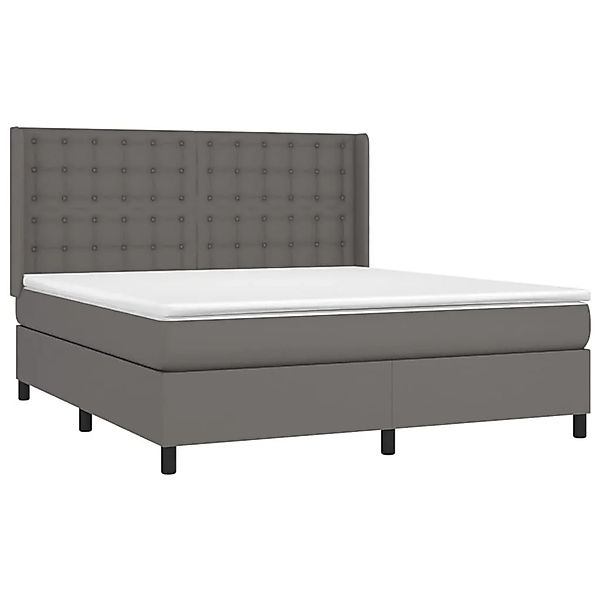 vidaXL Boxspringbett mit Matratze & LED Grau 160x200 cm Kunstleder 3139395 günstig online kaufen