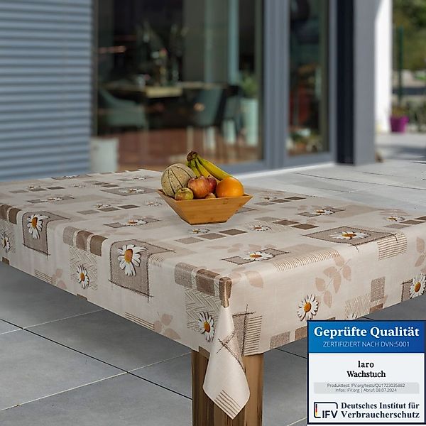 laro Tischdecke Wachstuch-Tischdecken Margerite Braun Beige günstig online kaufen