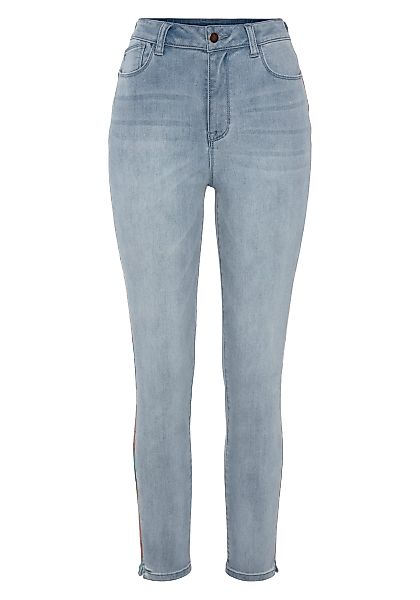 LASCANA High-waist-Jeans mit seitlicher Stickerei, elastische Skinny-Jeans günstig online kaufen