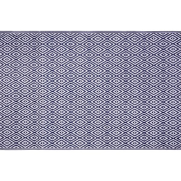 Outdoor-Teppich 120 cm x 180 cm Blau-Weiß Raute günstig online kaufen