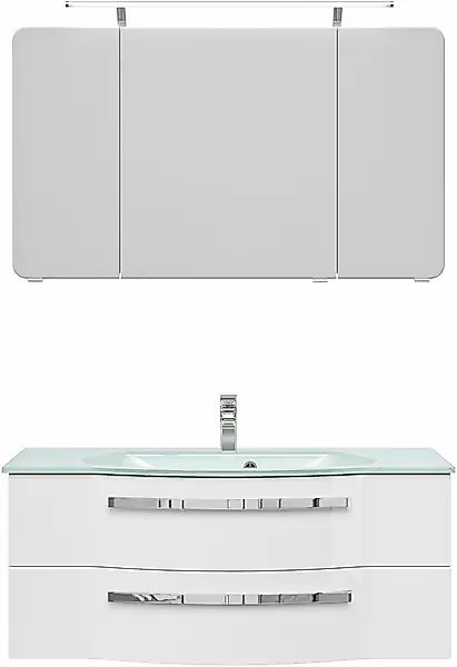 Saphir Badmöbel-Set »Serie 4005, vormontiert, Glaswaschbecken, Spiegelschra günstig online kaufen