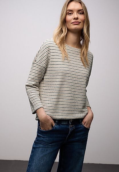 STREET ONE 3/4-Arm-Shirt mit gestreiften Strick-Look und U-Boot-Ausschnitt günstig online kaufen