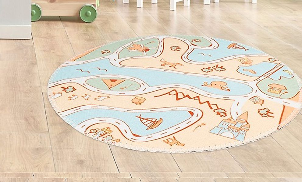 Arte Espina Kinderteppich »Bambini 200«, rund, 5 mm Höhe, Fantasievoll bedr günstig online kaufen