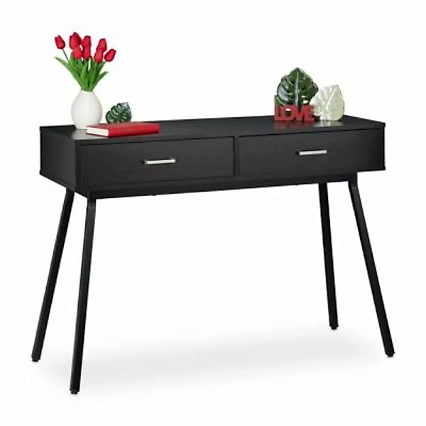 relaxdays Schwarzer Konsolentisch mit Schubladen schwarz günstig online kaufen
