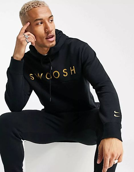 Nike – Kapuzenpullover mit Swoosh-Logo in Schwarz günstig online kaufen
